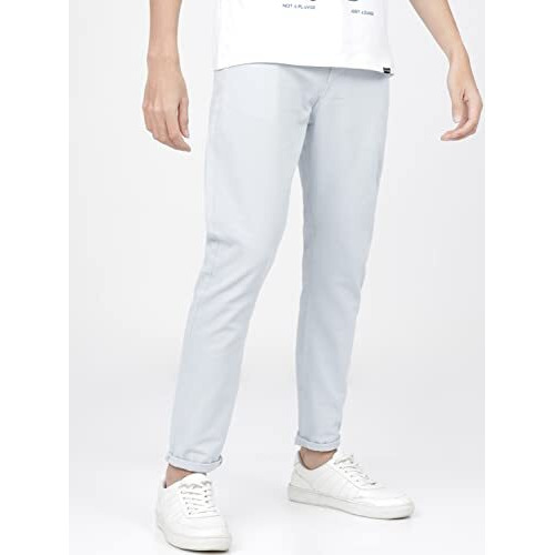 Ketch Men's Mid Rise Slim Casual Pants (Khtr000128_Ballad Blue, 32)
