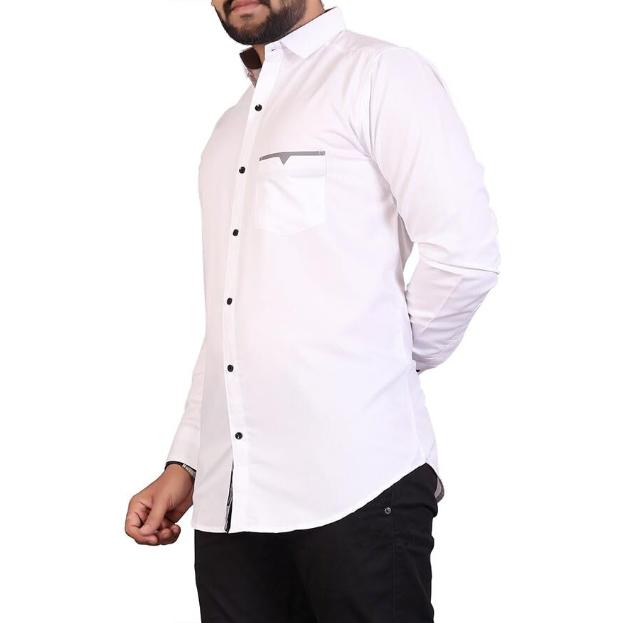 Cb-Colebrook Men Cotton Solid Relaxed Fit Casual Shirt (C-1030_White)