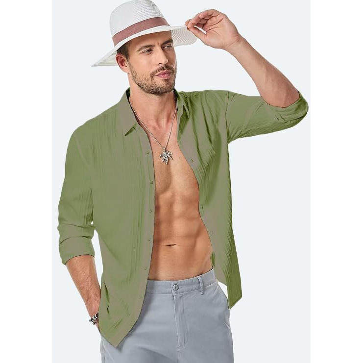 Cb-Colebrook Linen Shirt For Men | Mens Casual Shirt | Men Stylish Shirt | Men Dress Shirt | Men's Regular Fit | Men Formal Shirt | Men's Solid Slim Fit (In, Alpha, S, Regular, Army Green)