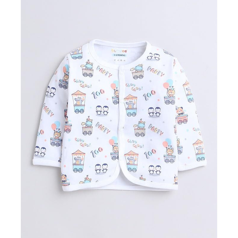 Bumzee White Baby Boys Full Sleeves Jabla & Pyjama Set Age - 3-6 Months (Peb9588C-Wht)