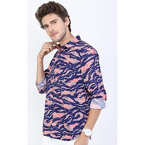 Ketch Men's Slim Fit Shirt (Khsh000988_Blue M)