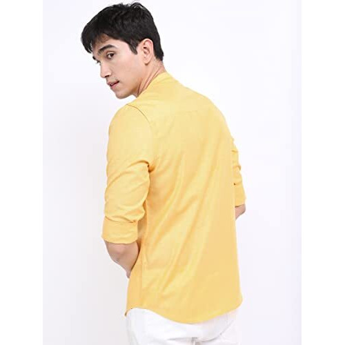 Ketch Men's Slim Fit Shirt (Khsh001014_Yellow M)