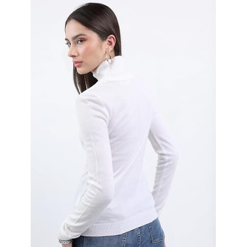 Ketch Acrylic Womens Full Sleeve Slim Fit Sweater Khsw000004 White M