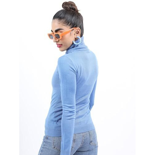 Ketch Acrylic Womens Full Sleeve Slim Fit Sweater Khsw000006 Blue L