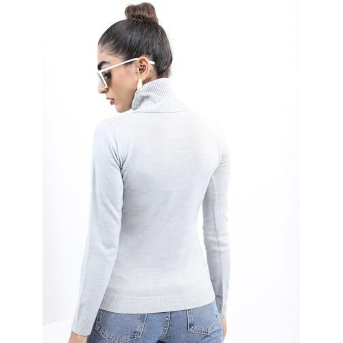 Ketch Acrylic Womens Full Sleeve Slim Fit Sweater Khsw000008 Grey L