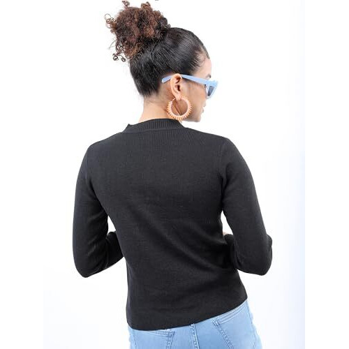 Ketch Acrylic Womens Full Sleeve Slim Fit Sweater Khsw000022 Black S