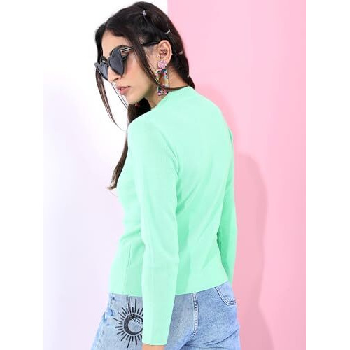 Ketch Acrylic Womens Full Sleeve Slim Fit Sweater Khsw000023 Green Xl