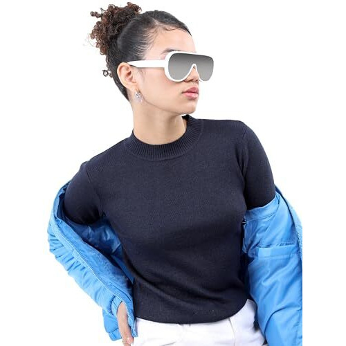 Ketch Acrylic Womens Full Sleeve Slim Fit Sweater Khsw000025 Navy Xl