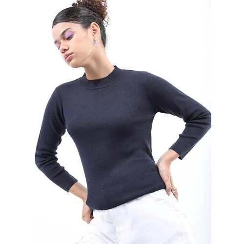 Ketch Acrylic Womens Full Sleeve Slim Fit Sweater Khsw000025 Navy Xl