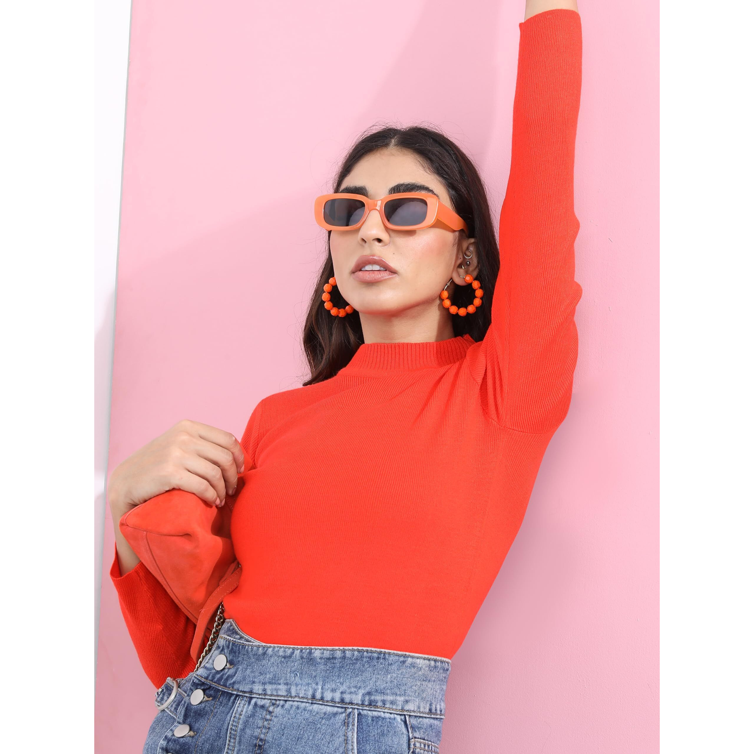 Ketch Acrylic Womens Full Sleeve Slim Fit Sweater Khsw000027 Red Xl