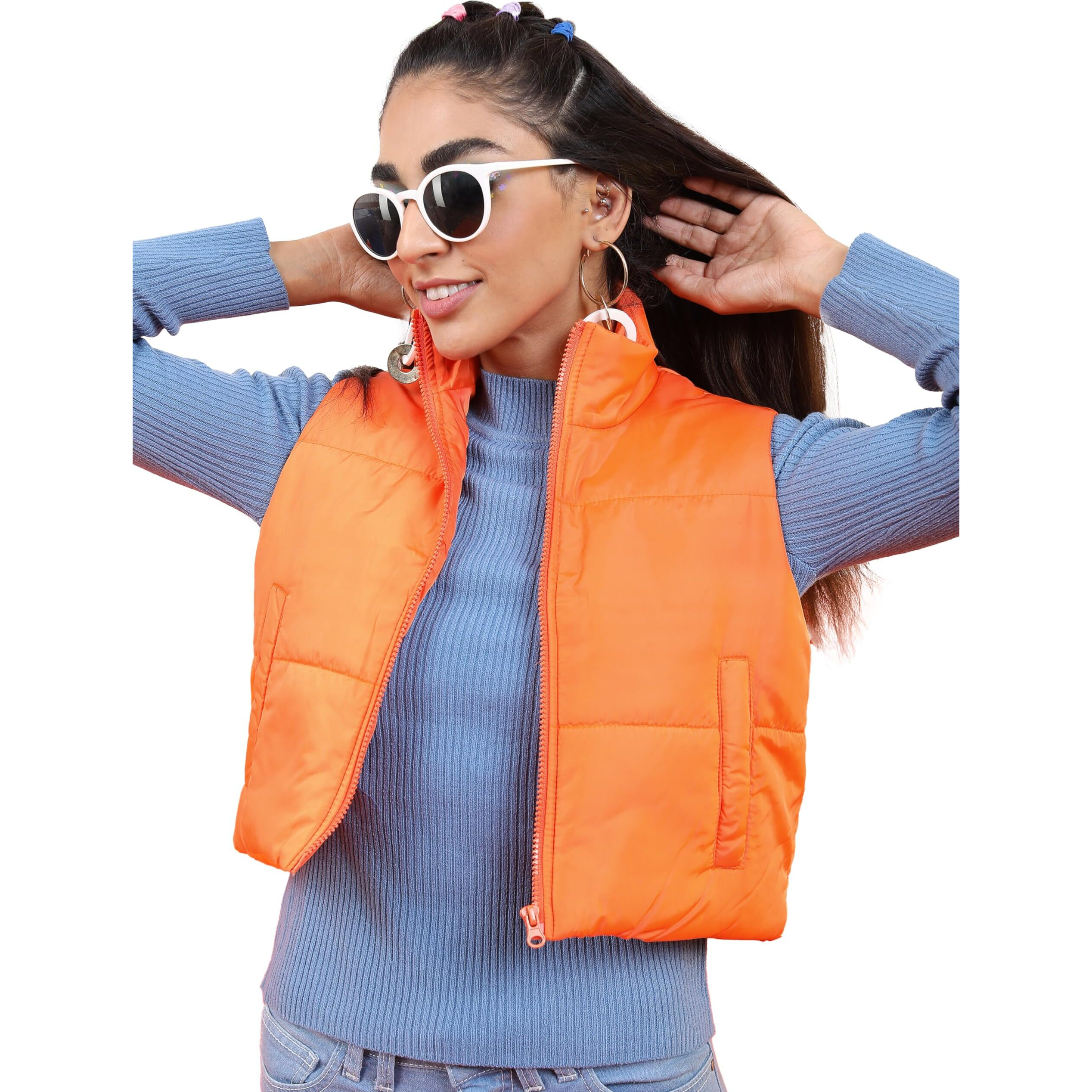 Ketch Womens Sleeveless Regular Fit Jacket Khjk000062 Orange M