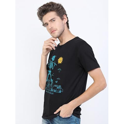 Ketch Men's Slim Fit T-Shirt (Khts000139_Jet Black