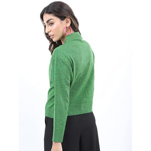 Ketch Acrylic Womens Full Sleeve Regular Fit Sweater Khsw000030 Kelly Green L