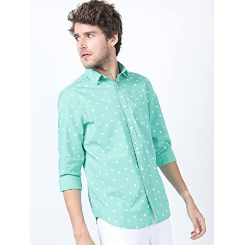 Ketch Men's Slim Fit Shirt (Khsh000723_Green M)