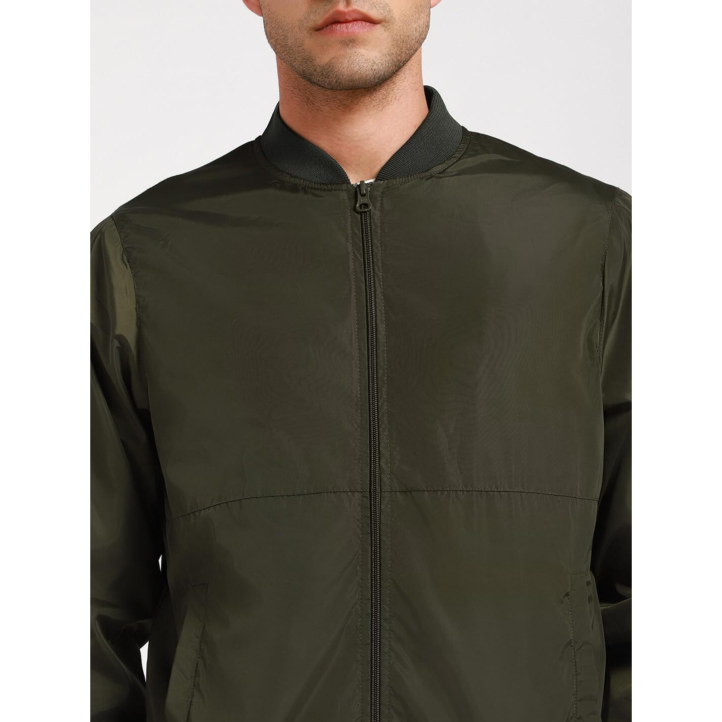 Dennis Lingo B Green Solid Rib Collar Jackets (Dlmjkw23022_Gn_M)