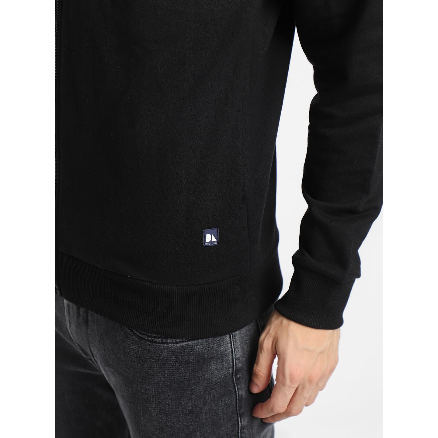 Dennis Lingo Black Solid Mock Neck Sweatshirt (Dlmssw23002_Bk_Xxl)