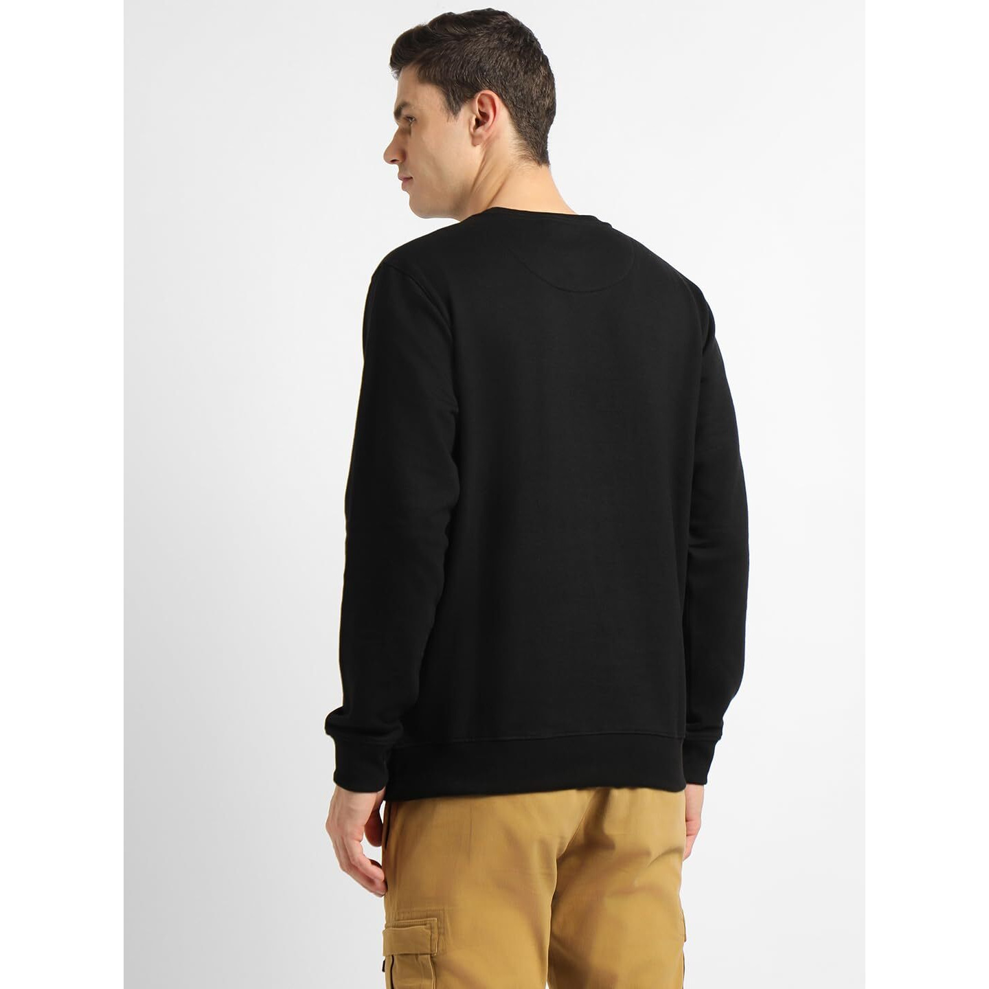 Dennis Lingo Black Solid Patch Pocket Mock Neck Sweatshirt (Dlmssw23005_Bk_L)