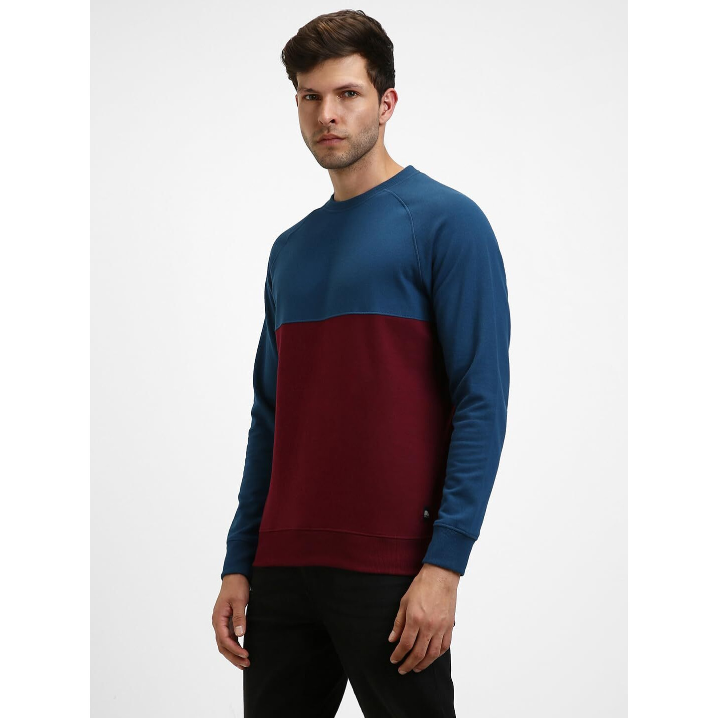 Dennis Lingo Blue Colourblock Mock Neck Sweatshirt (Dlmssw23020_Bl_M)