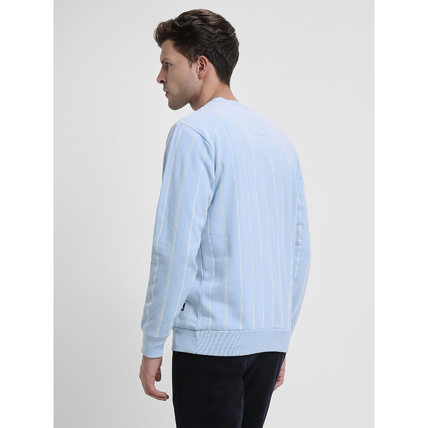 Dennis Lingo Light Blue Stripe Mock Neck Sweatshirt (Dlmssw23030_Lb_Xxl)