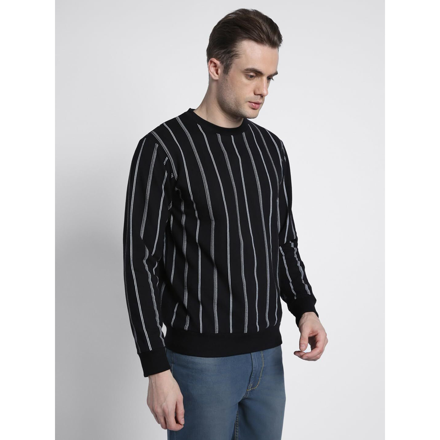 Dennis Lingo Black Stripe Mock Neck Sweatshirt (Dlmssw23030_Bk_Xxl)