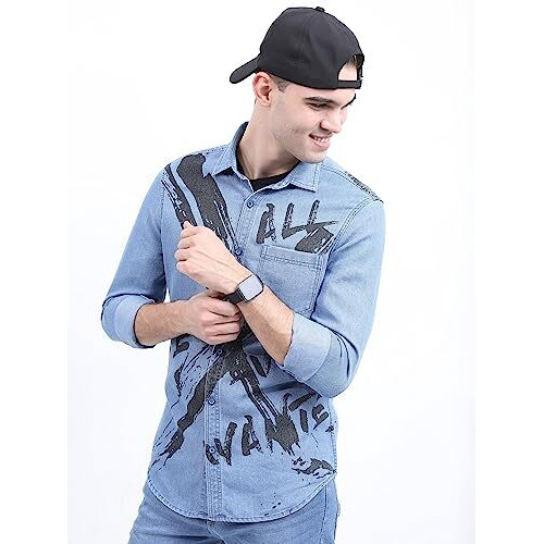 Ketch Men's Regular Fit Button Down Shirt (Khsh001278_Blue S)