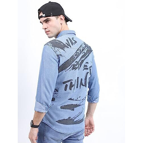 Ketch Men's Regular Fit Button Down Shirt (Khsh001278_Blue S)