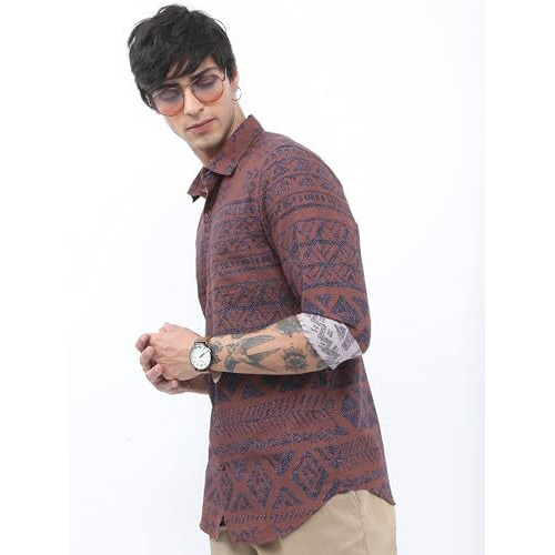 Ketch Men's Slim Fit Shirt (Khsh001320_Brown