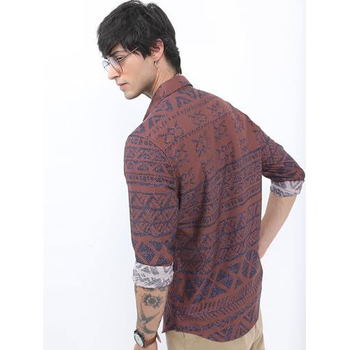 Ketch Men's Slim Fit Shirt (Khsh001320_Brown