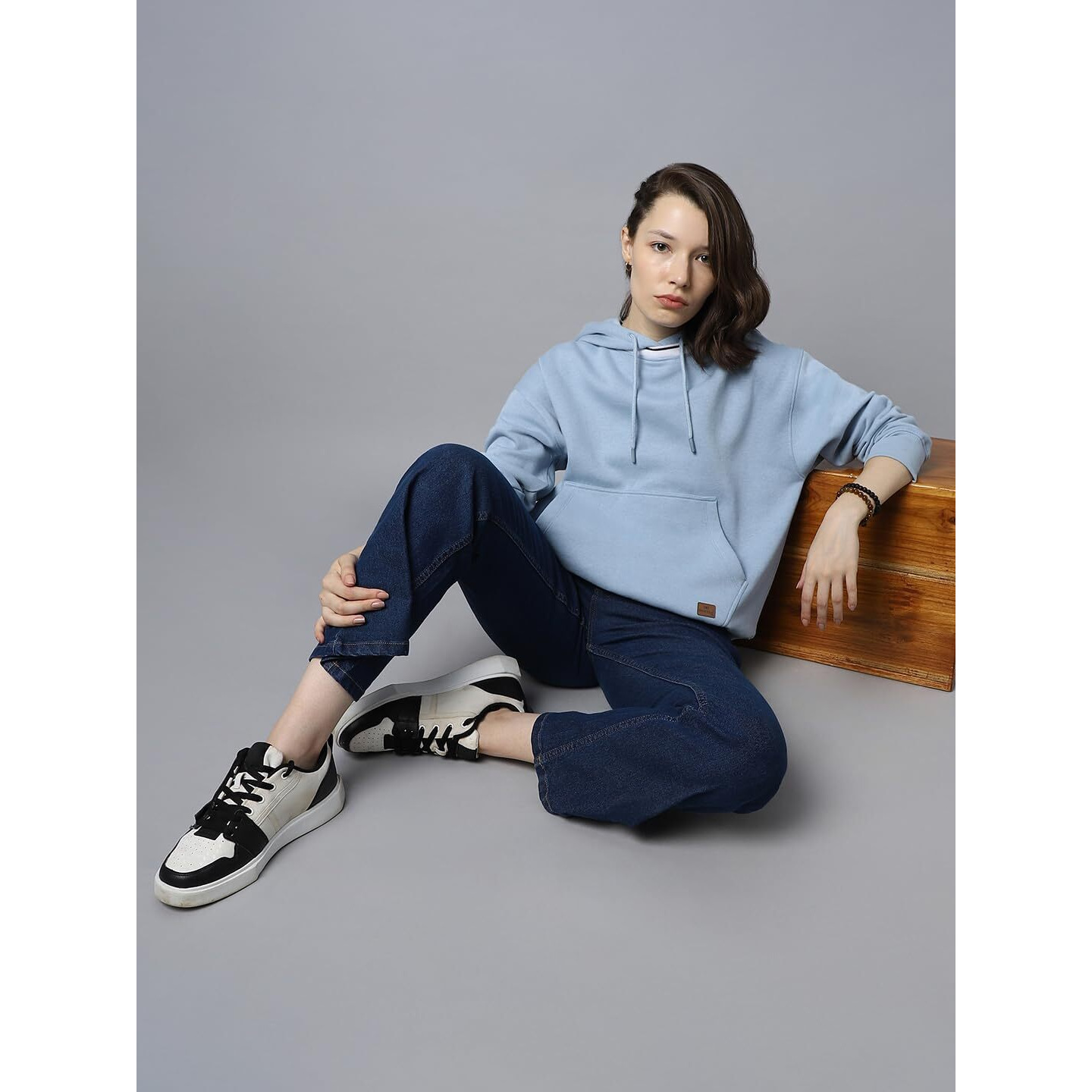 High Star Blue Cotton Polyester Long Sleeves Hooded Neck Na Sweatshirts_Hswssw23003_Bl_M