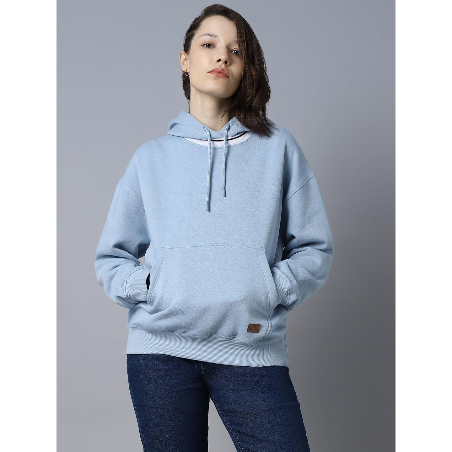 High Star Blue Cotton Polyester Long Sleeves Hooded Neck Na Sweatshirts_Hswssw23003_Bl_M