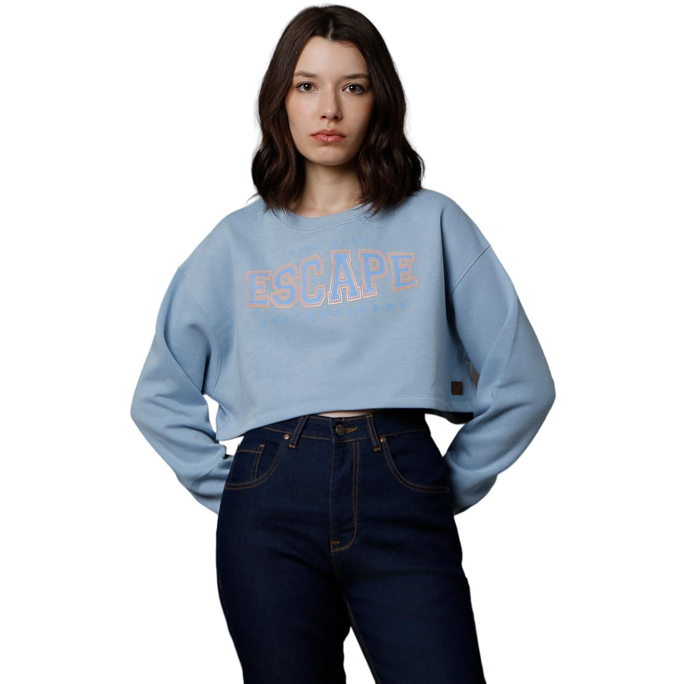High Star Blue Cotton Polyester Long Sleeves Round Neck Na Sweatshirts_Hswssw23013_Bl_Xl