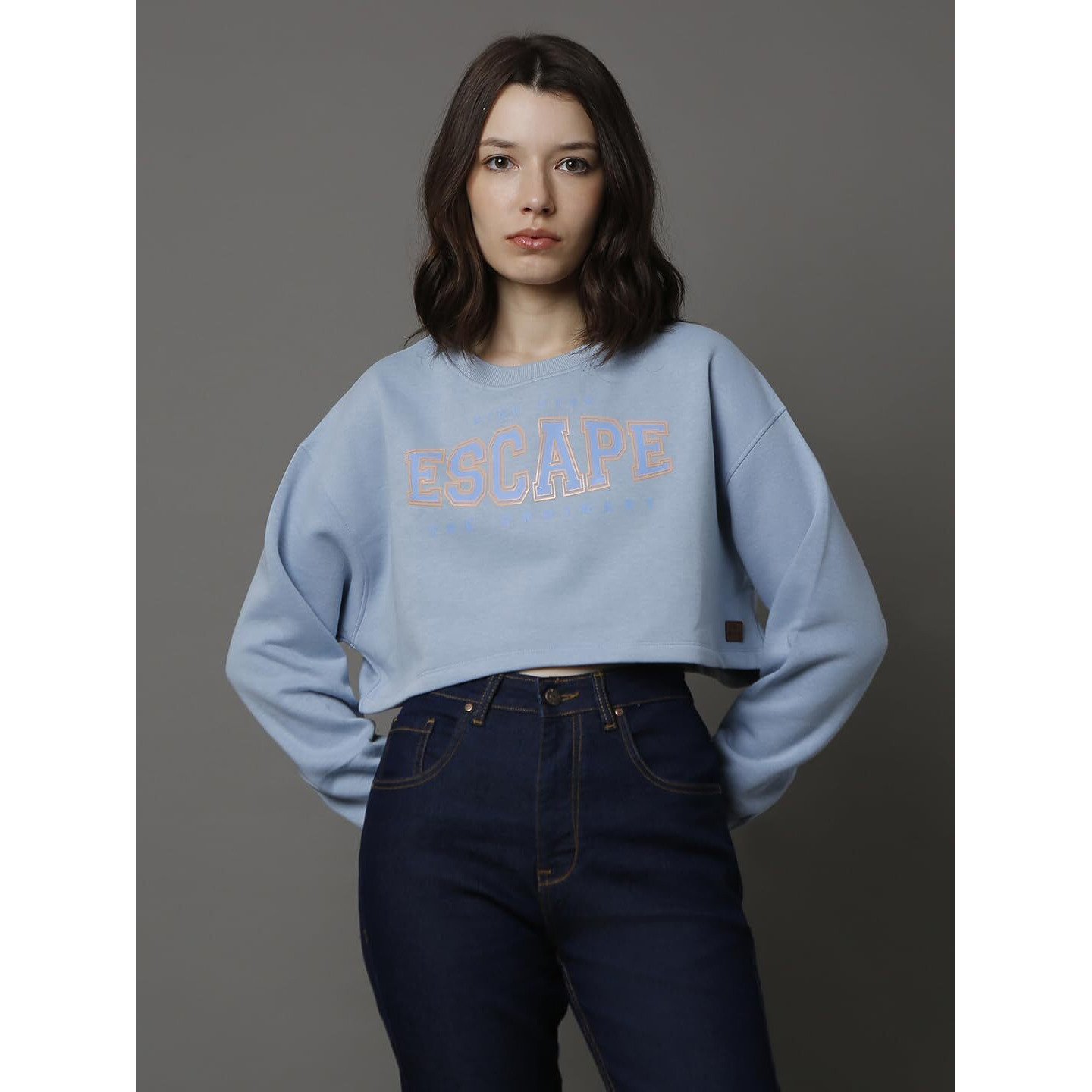 High Star Blue Cotton Polyester Long Sleeves Round Neck Na Sweatshirts_Hswssw23013_Bl_Xl