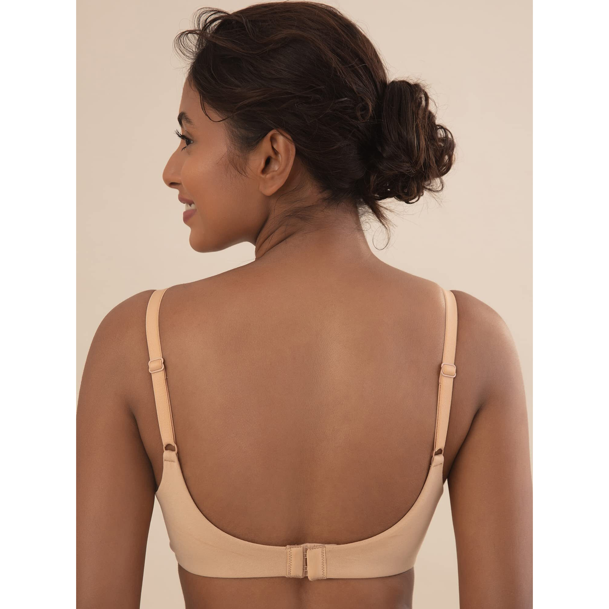 Nykd By Nykaa Wireless Everyday Cotton T-Shirt Bra For Women Daily Use - Wire-Free Shaping Bra, Padded, 3/4Th Coverage - Nyb094 (Nude,32B)
