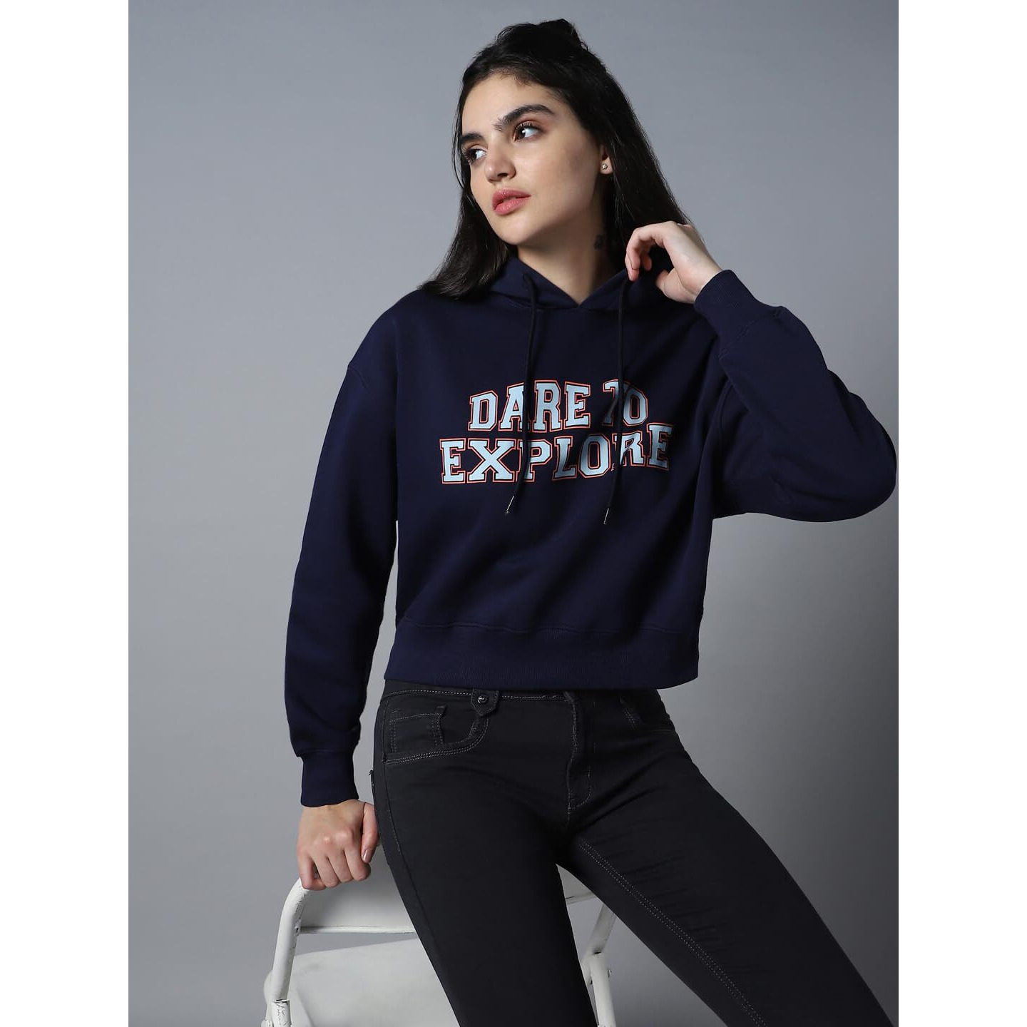 High Star Blue Cotton Blend Long Sleeves Round Neck Na Sweatshirts_Hswssw23014_Nv_Xxl