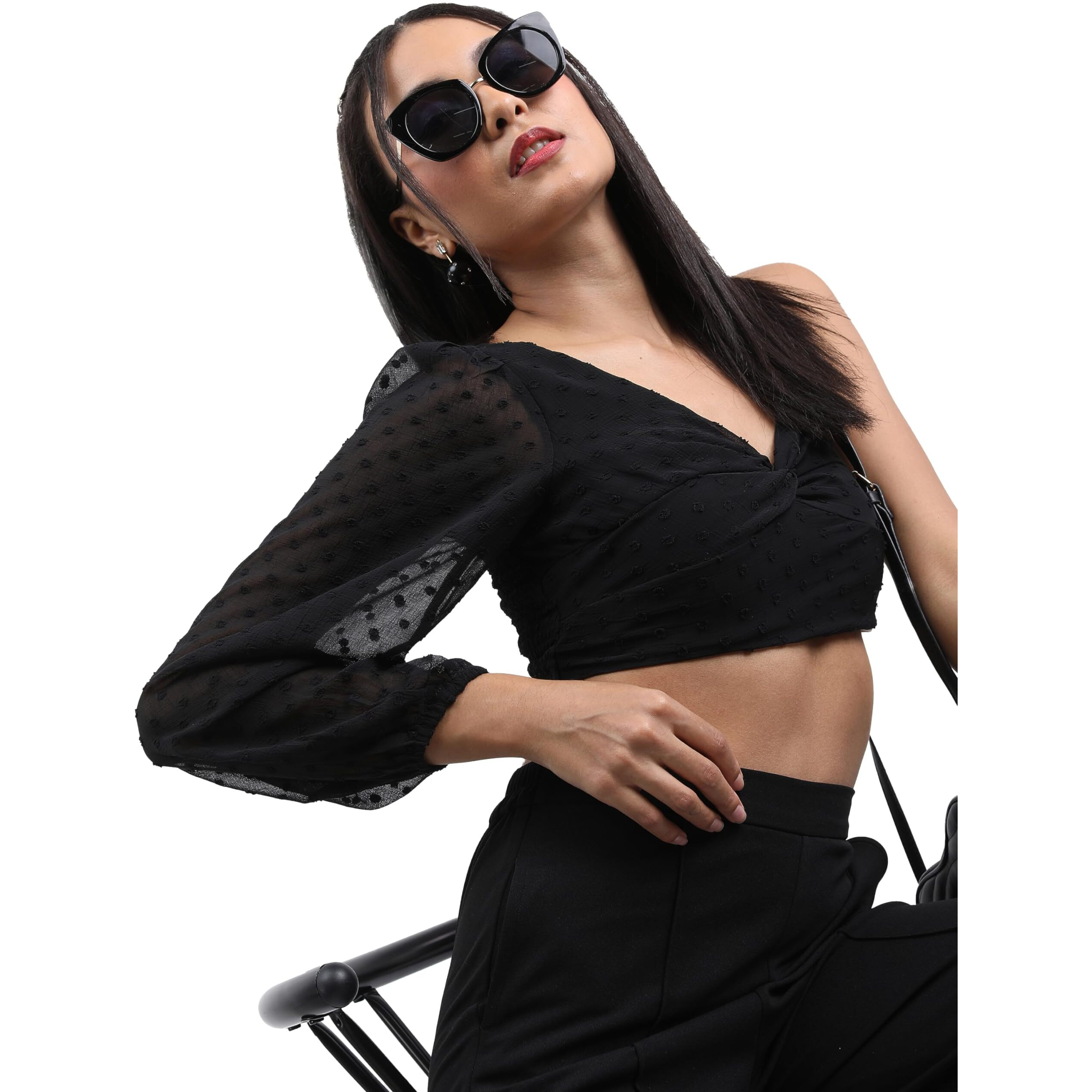 Ketch Women's Regular Fit Shirt (Khtp000179_Black