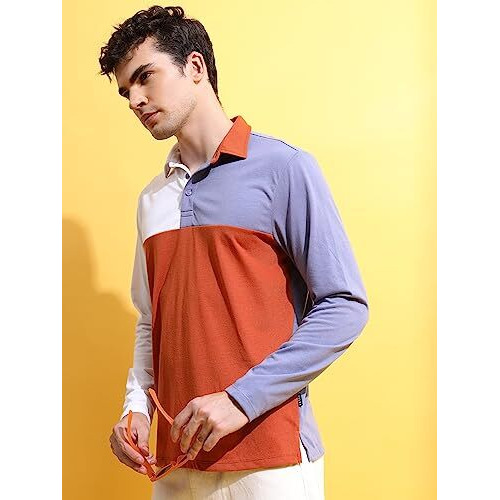 Ketch Men's Regular Fit T-Shirt (Khts000524_Lavender/Rust/White M)