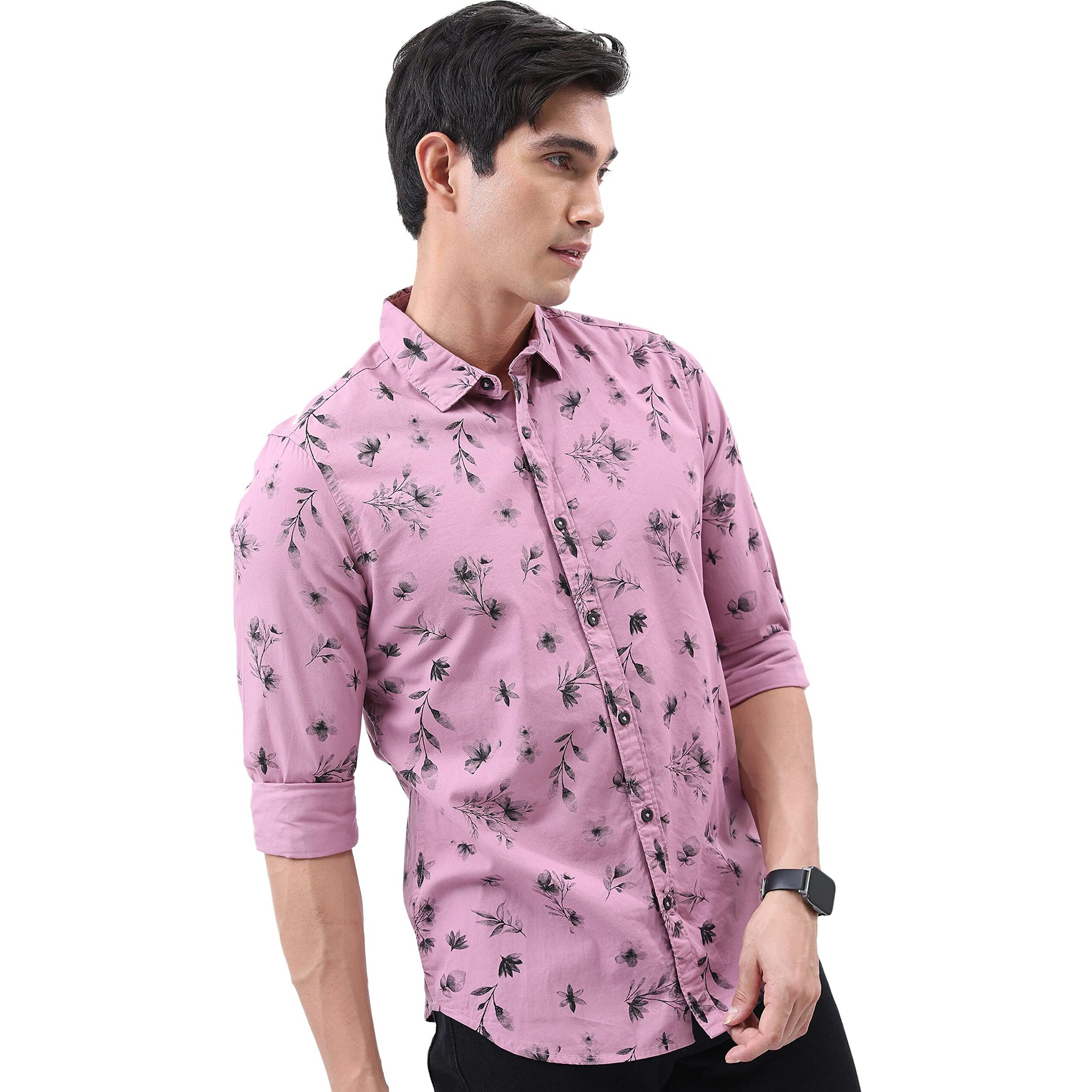 Ketch Men's Slim Fit Shirt (Khsh001360_Pink