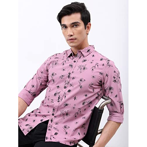 Ketch Men's Slim Fit Shirt (Khsh001360_Pink