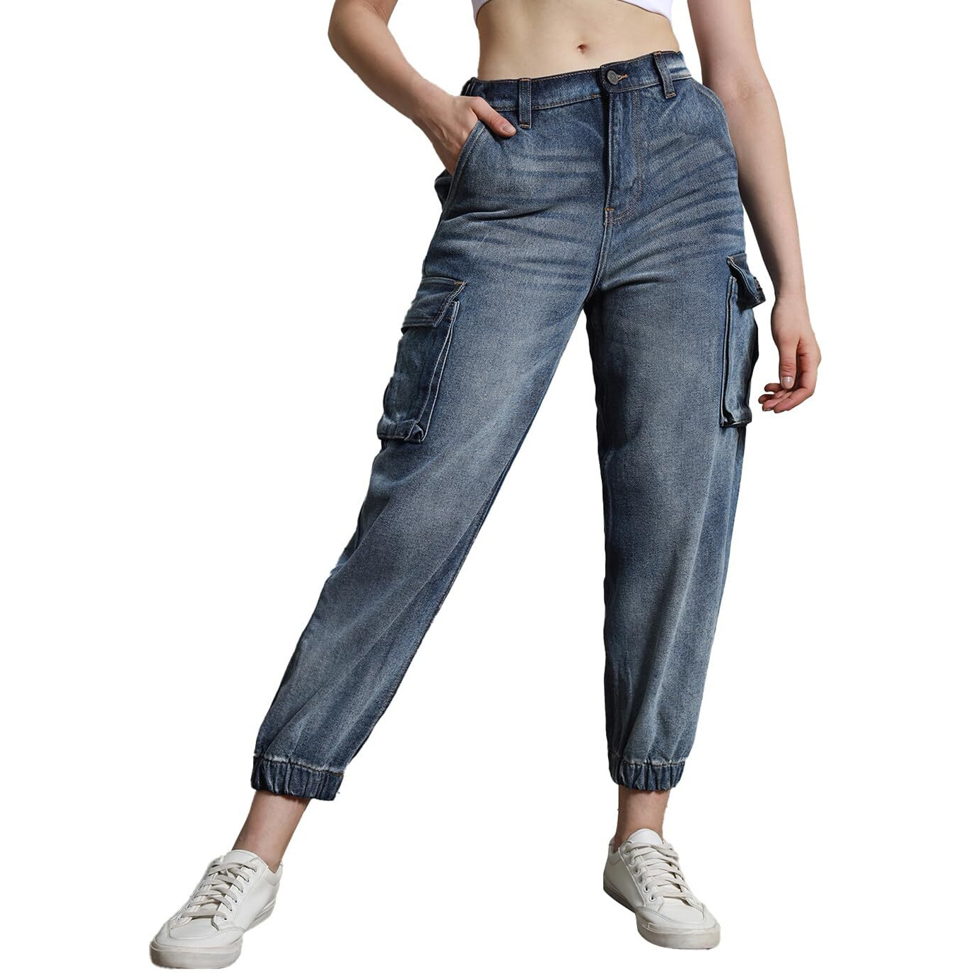 Hubberholme Women Blue Summer Cotton Relaxed Fit Jeans