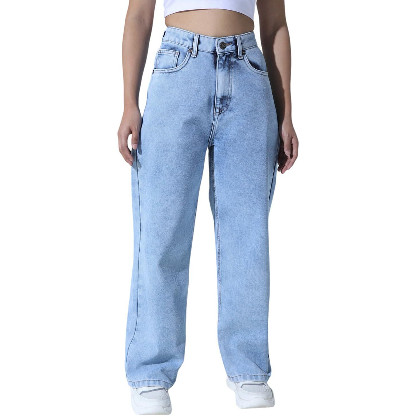 Hubberholme Women Blue Cotton Relaxed Fit High-Rise Jeans