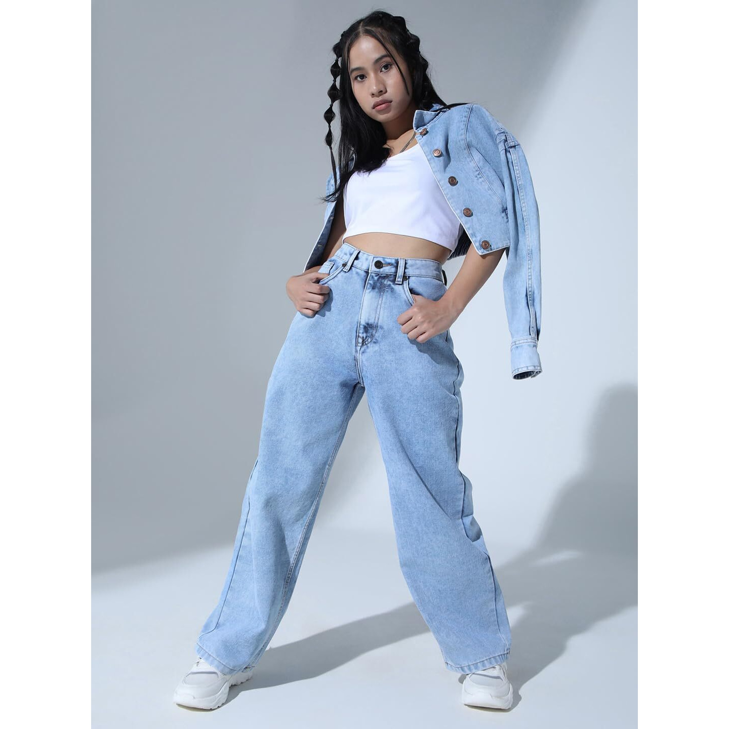 Hubberholme Women Blue Cotton Relaxed Fit High-Rise Jeans