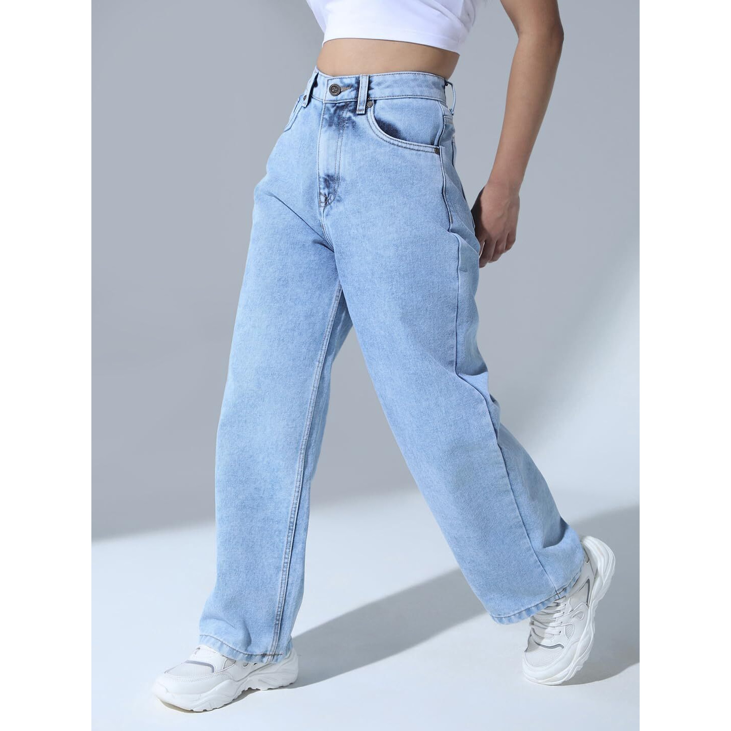 Hubberholme Women Blue Cotton Relaxed Fit High-Rise Jeans