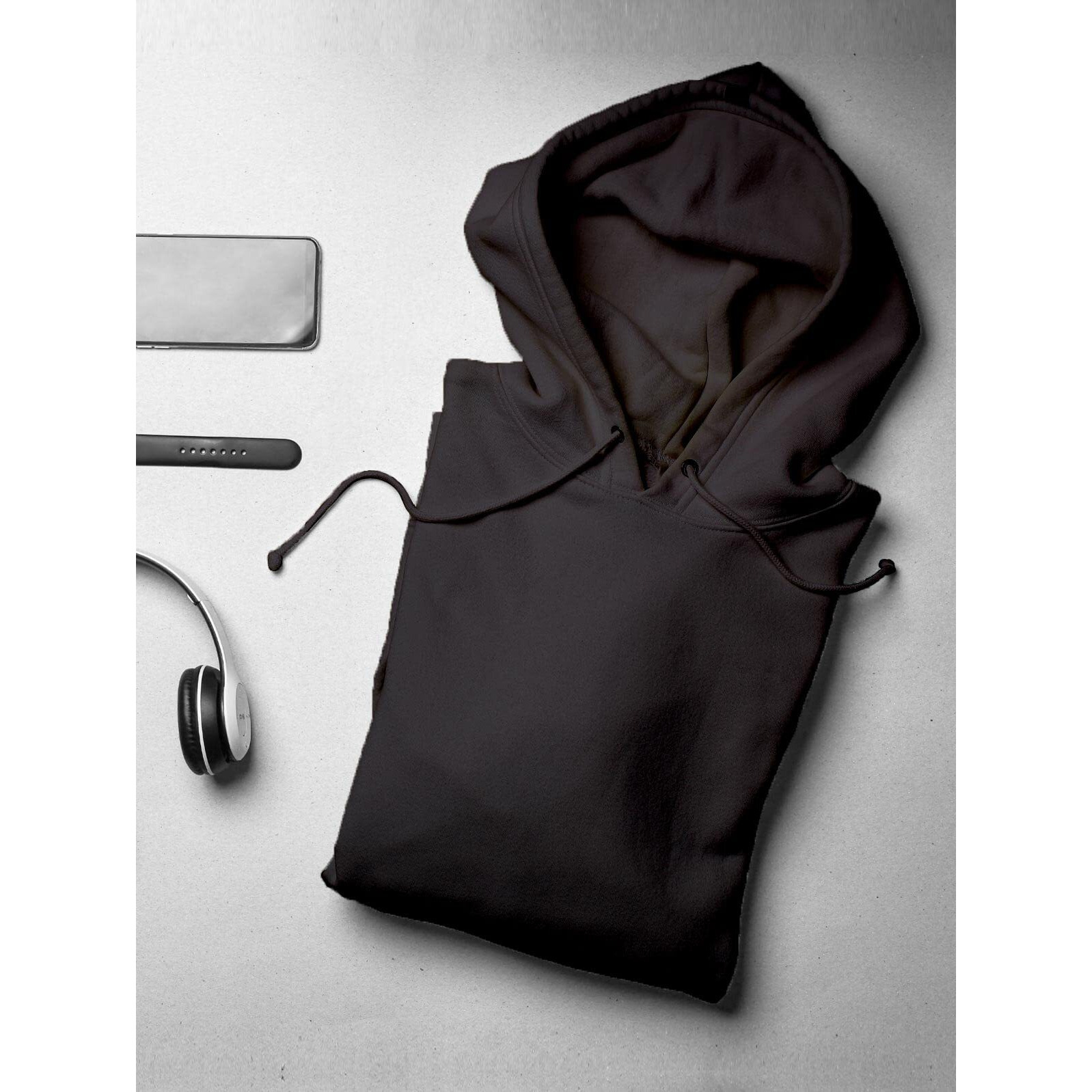 Nobero Elegant Unisex Black Cotton Solid Plain Hoody Sports Winter Gym Workout Running Travel Trekking Hooded Sweatshirts And Hoodies For Unisex Cotton Winter Casual Wear Without Zipper-M