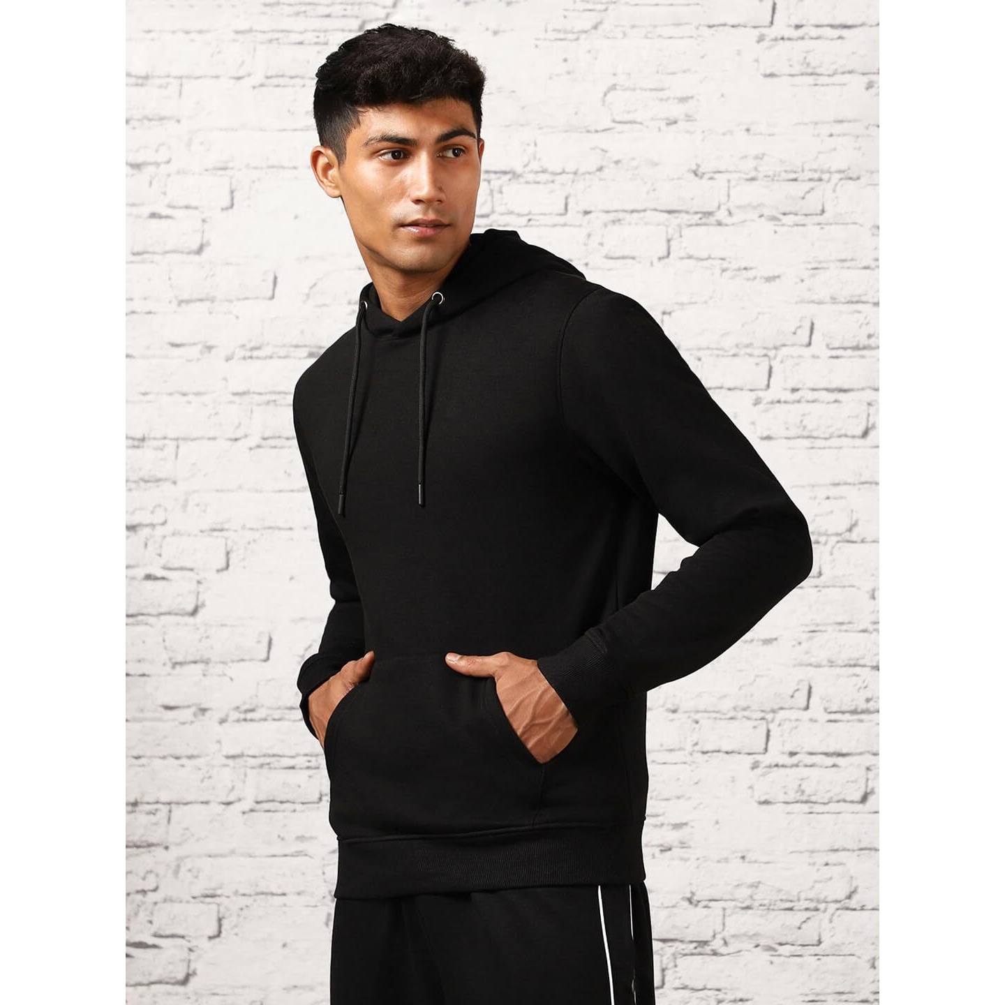 Nobero Elegant Unisex Black Cotton Solid Plain Hoody Sports Winter Gym Workout Running Travel Trekking Hooded Sweatshirts And Hoodies For Unisex Cotton Winter Casual Wear Without Zipper-3Xl