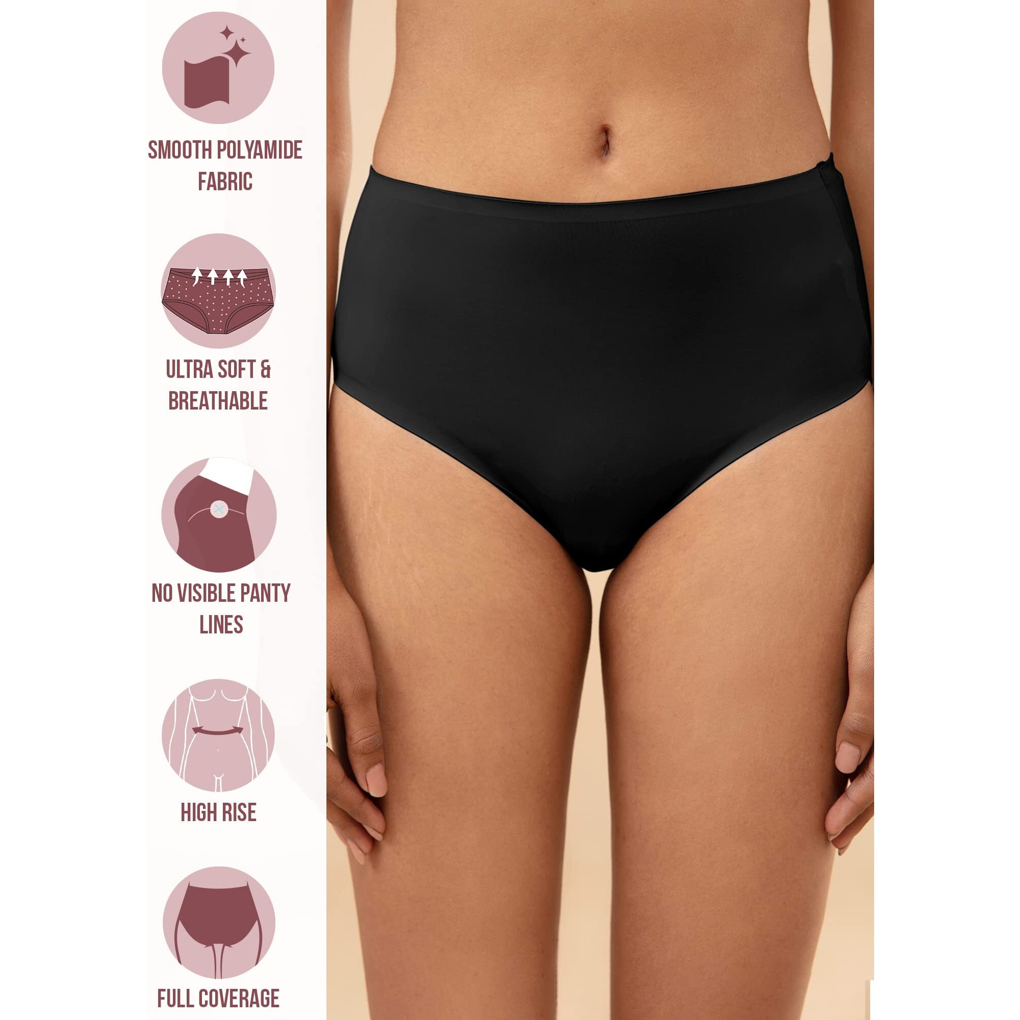 Nykd (Nyp210 Stretchable High Rise Boyshorts Underwear For Women | Ultra Soft, Comfortable & Breathable Fabric With No Visible Panty Line | Full Coverage With Smooth Elastic Waistband - Anthracite