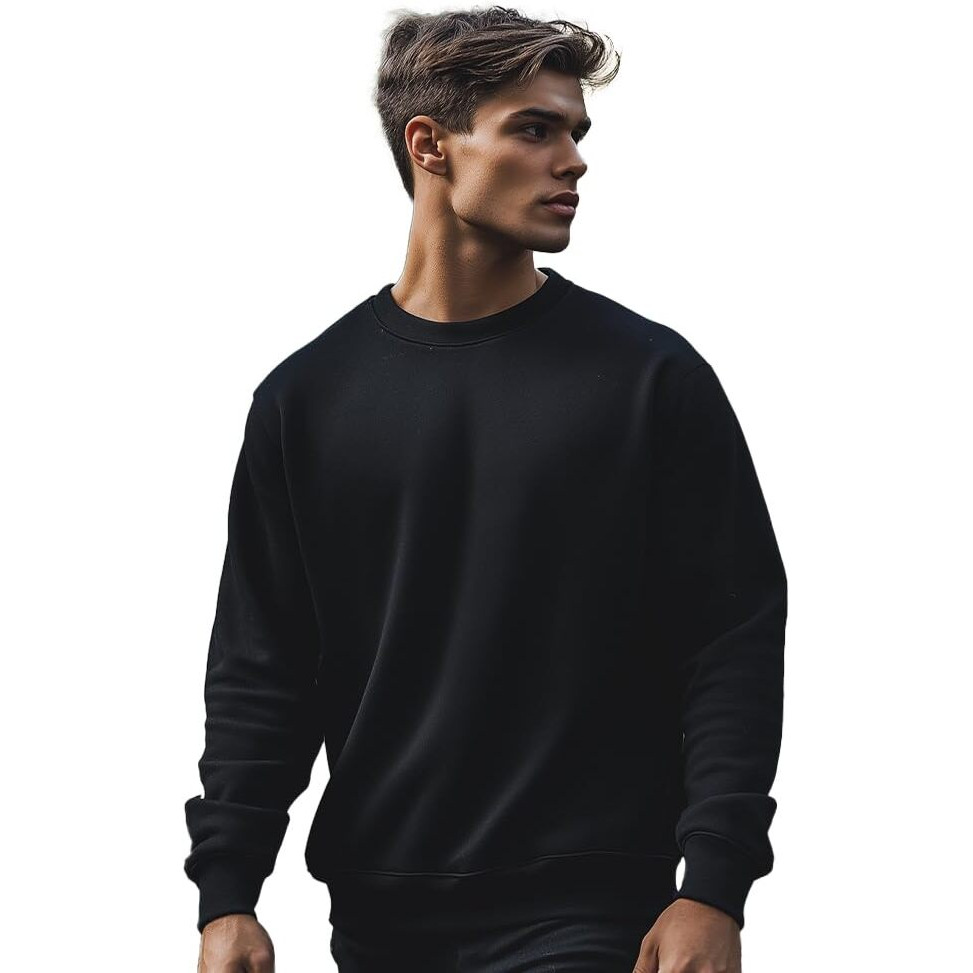 Nobero Black Unisex Cotton Solid Plain Sweatshirt Sports Winter Gym Workout Running Travel Trekking Hooded Sweatshirts And For Unisex Cotton Winter Casual Wear Sweatshirt-M