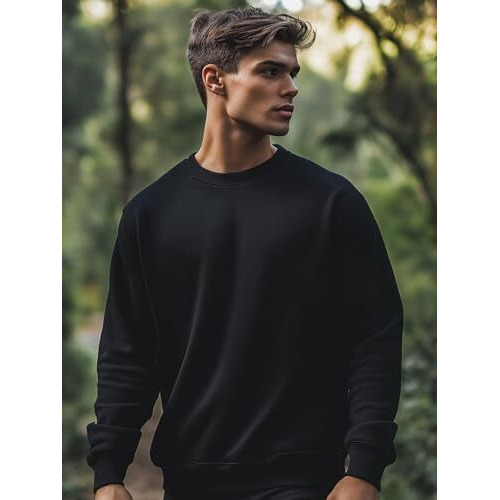 Nobero Black Unisex Cotton Solid Plain Sweatshirt Sports Winter Gym Workout Running Travel Trekking Hooded Sweatshirts And For Unisex Cotton Winter Casual Wear Sweatshirt-M