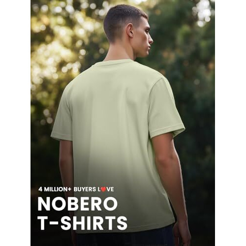 Nobero Men's Crew Neck Aloe Green Regular Fit T-Shirt | 100% Cotton