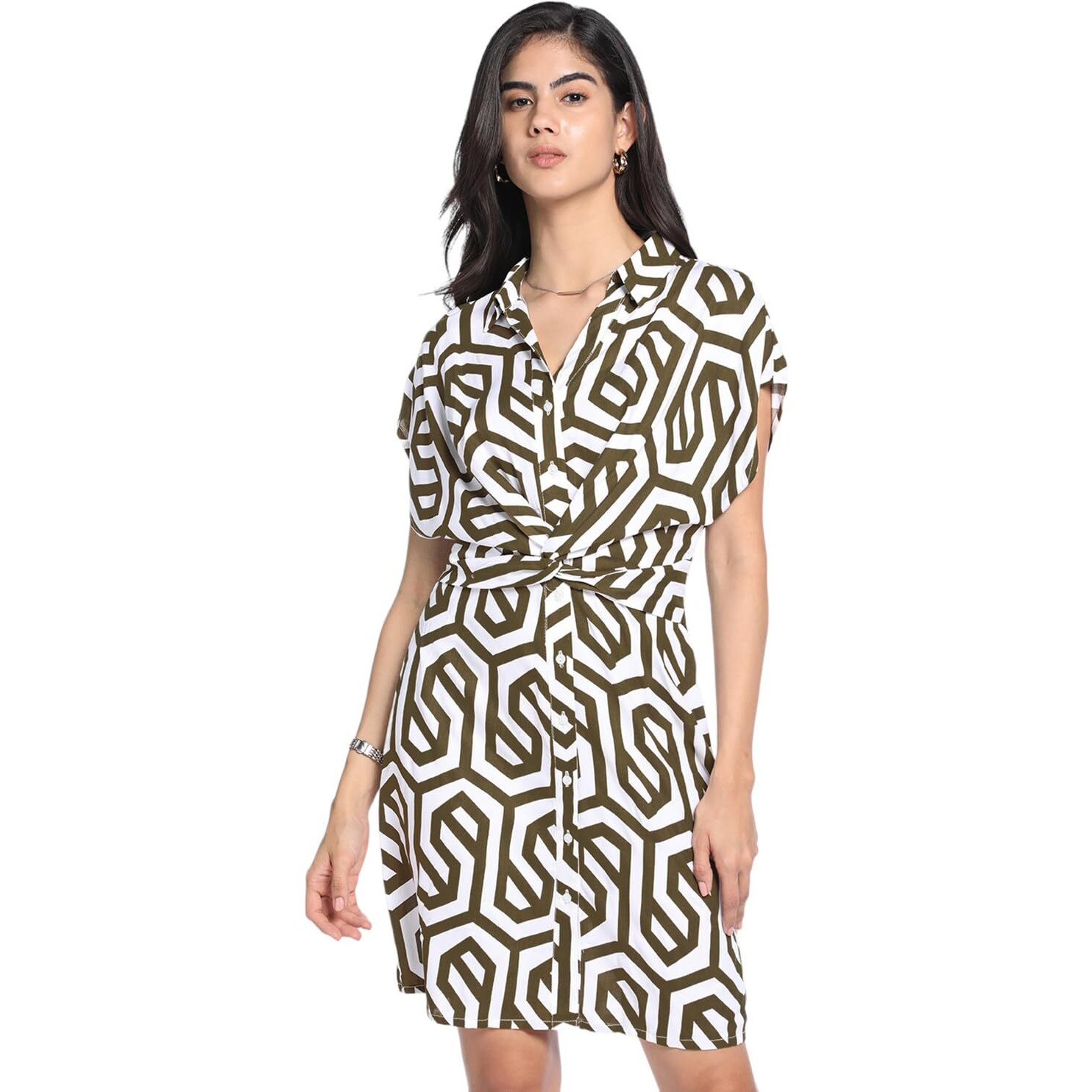 Dennis Lingo Dl Woman Brown Printed Dress (Dlwdrw23011_Bn_Xxl)