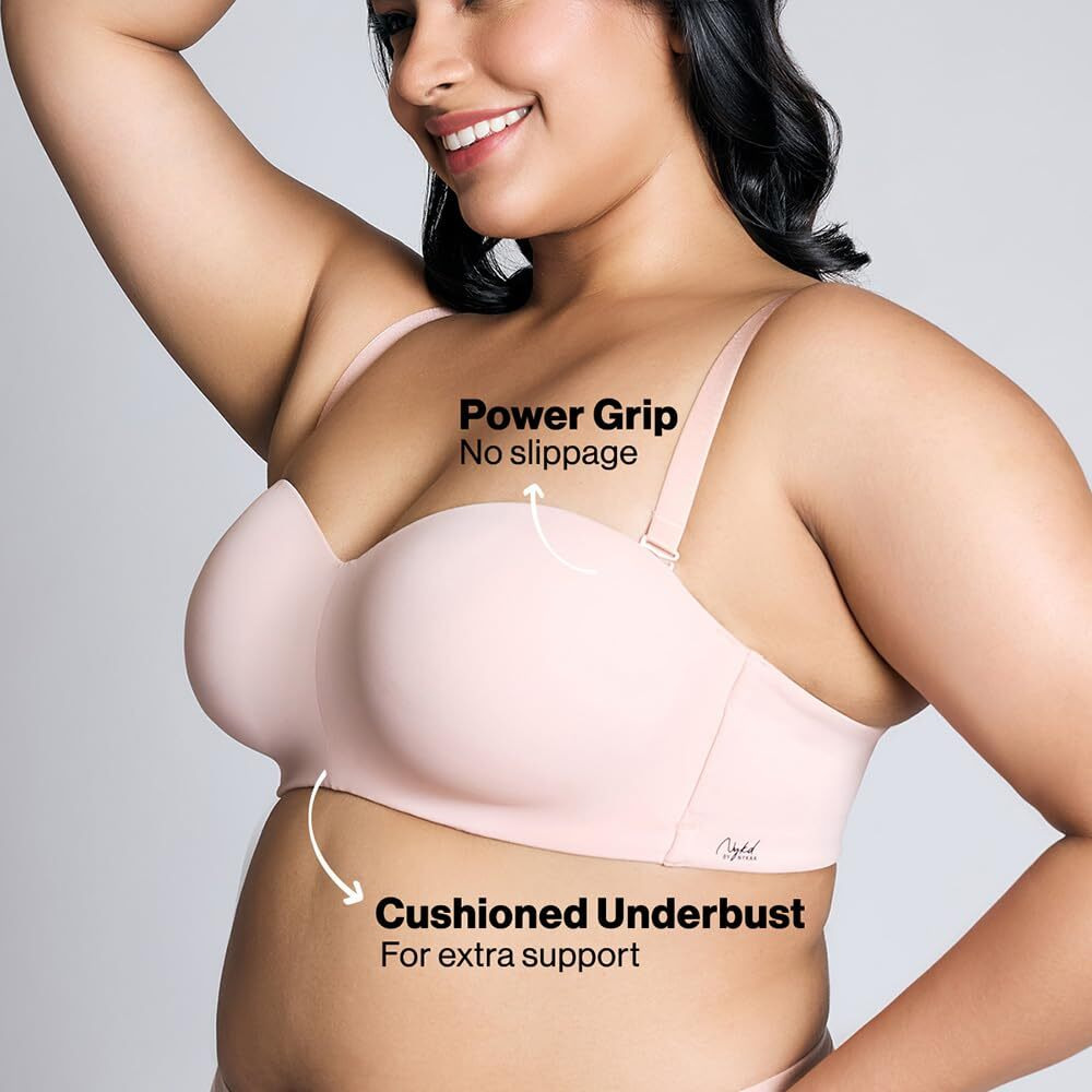 Nykd (Nyb027 Padded & Wired Ultimate Multiway Strapless Bra For Women | Anti Slip Bra With Seamless Neckline & Soft Detachable Straps - Nude